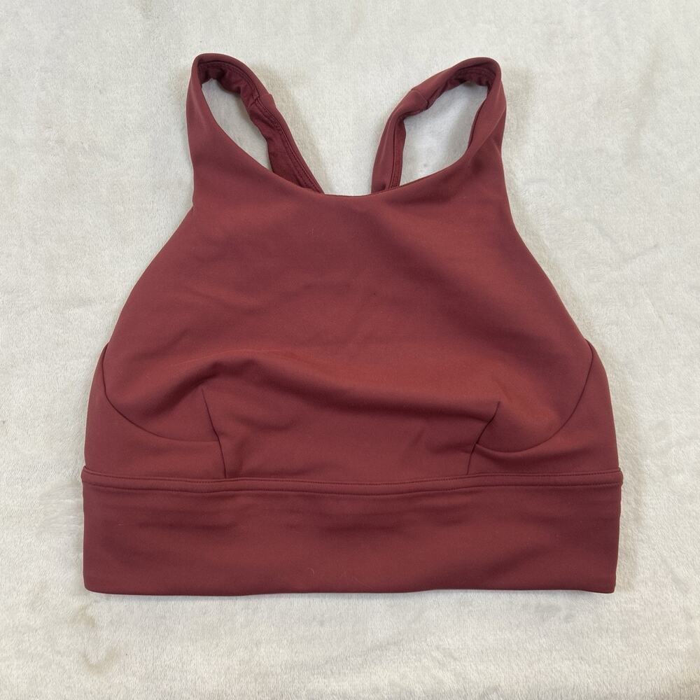 Lululemon Ebb to Train Longline Sports Bra Active Crop Tank Top Burgundy Size 6